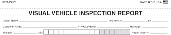 Visual Vehicle Inspection Report – 2-Part Carbonless Vehicle Checklist, Snap-Out Auto Service Forms, Fleet Maintenance Logs, Car Checkup Sheets - White & Canary 8.5"×11" - Pack of 750
