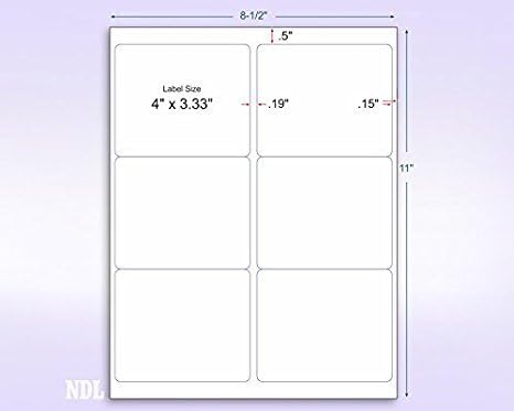 8-1/2 x 11 Neon Color High Light Fluorescent Labels for Laser & Inkjet Printer (Pink Fluorescent, 4" x 3-1/3" - 6 Per Page | 600 Labels)