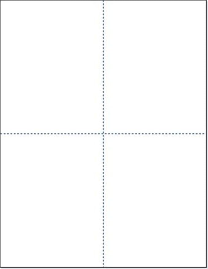 Limited Papers (TM) 8.5x11 Perforated Paper, 20/50 Pound, 75 GSM, Variety of Perforation Sizes and Colors, for Forms, Tickets, Postcards, Business Cards. (White, 4 up – 1 Hor. & 1 Ver.)