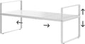 jkxoo 16.5-27’’L Expandable Kitchen Shelf Organizer, Stackable Shelves Organizer, Adjustable Height Pantry Spice Rack for Cabinet, Countertop, Pantry and Cupboard, White