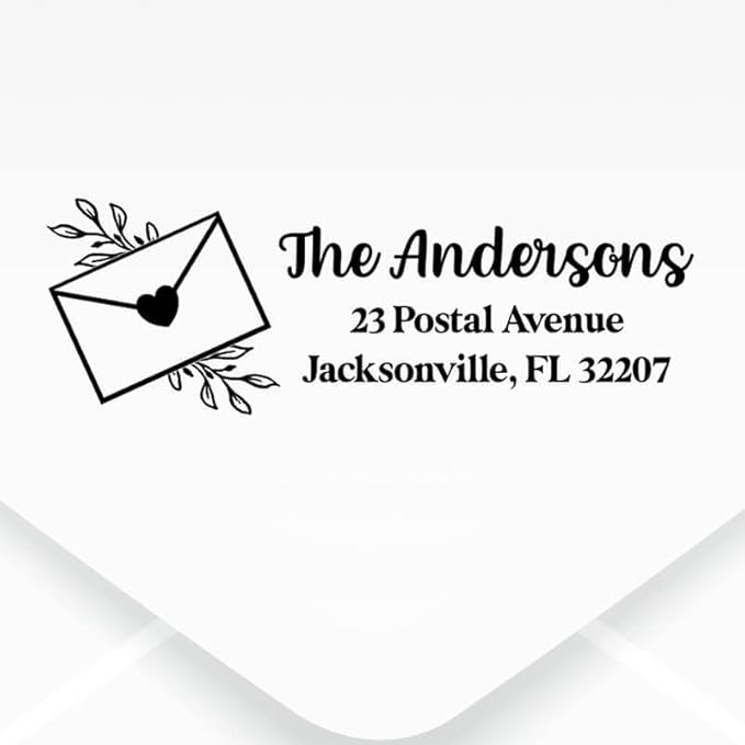 Custom Floral Address Stamp | Choose from 12 Designs | Multiple Ink Color Options | Envelope Return Address Stamp for Couple or Family (Design 3, Large)