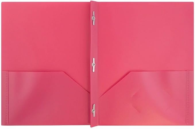 JAM PAPER Plastic 2 Pocket POP Folders - Durable School Folders with Metal Prongs Fastener Clasps - Assorted Fashion Colors - Bulk 48 Folders/Box (8 Assorted Packs of 6)