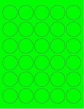 NextDayLabels - Pack of 25 Sheets, 8-1/2 x 11" Fluorescent Labels for Laser & Inkjet Printer (Green Fluorescent, 1.5" Round - 30 per Page, 750 Labels)