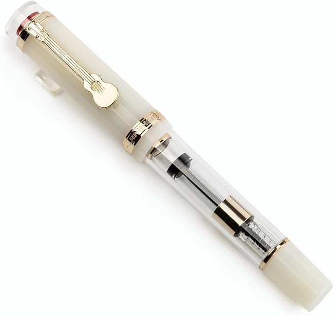 JINHAO 1935 Fountain Pen TIANDAO Series #8 Nib Ink Pen with Guitar-Shaped Clip and Ink Converter (M Nib 0.7mm, Ivory White)