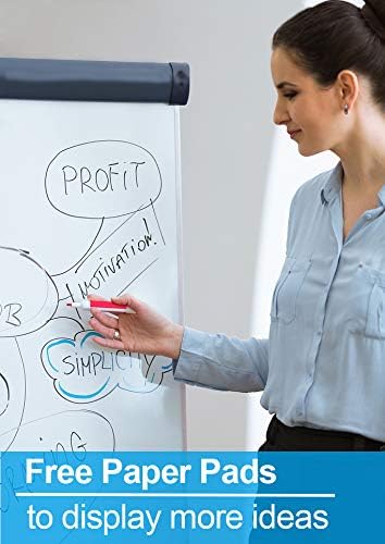DexBoard 40" x 28" Magnetic Dry Erase Easel Board with Tripod Stand, Height Adjustable Office Presentation Writing Board Easel, Includes 25 Sheets Flip Chart Paper Pad, Magnets & Eraser, Black Frame