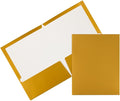 JAM PAPER Laminated Two Pocket Glossy School Folders - Letter Size - High Gloss Gold - Bulk 25/Pack