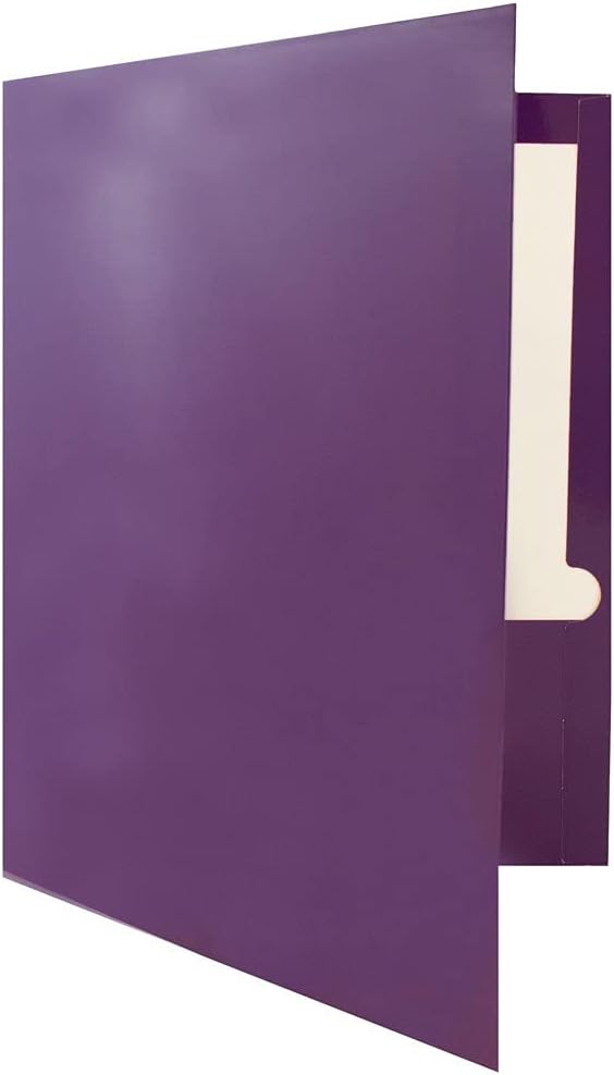 JAM PAPER Laminated Two Pocket Glossy School Folders - Letter Size - High Gloss Purple - 6/Pack