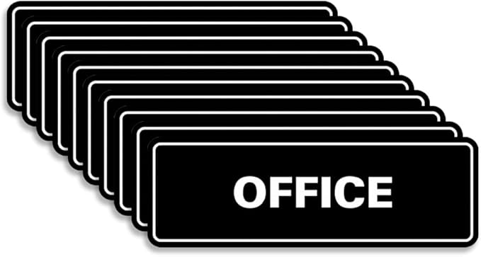 Signs ByLITA Standard Office Sign - Professional Business Signage - Easy to Install (Black) - Large 10 Pack