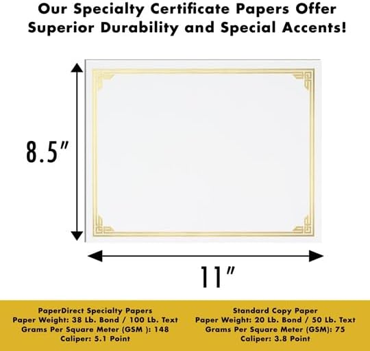 PaperDirect Copper on White Classic Specialty Certificates, 8½ x11, Foil Accents, 50 Count, Certificates And Awards Paper, For School, Work, Diplomas & Award Certificates