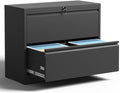 Yukimo 2 Drawer Lateral File Cabinet with Lock, Metal File Cabinets for Home Office Legal/Letter A4 Size, File Cabinet with 2 Drawer Storage Cabinet,Require Assembly,Black