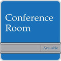 NapTags Conference Room Slider Signs (Sapphire Blue - Silver Frame, 6" x 6")