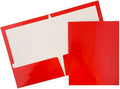 JAM PAPER Laminated Two Pocket Glossy School Folders - Letter Size - High Gloss Red - 6/Pack