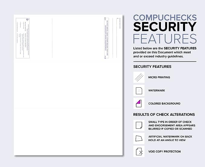 Compuchecks Check on Top Blank Check Paper - 2500 Pack, Quick-Books & Laser Printer Compatible - Security Business Checks with Voucher - 8.5" x 11" Burgundy Pinstripe