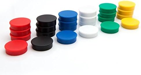 Round Fridge Magnets, Button Shaped, Small Colorful Magnetic Discs for Kitchen, Cabinet or Classroom, Perfect Whiteboard Supplies for Teachers - 24 Bullseye Office