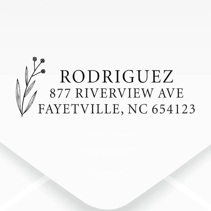 Custom Floral Address Stamp | Choose from 12 Designs | Multiple Ink Color Options | Envelope Return Address Stamp for Couple or Family (Design 11, Extra Large)