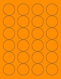8-1/2 x 11" Neon Color High Light Fluorescent Labels for Laser & Inkjet Printer (Orange Fluorescent, 1.66" Round - 24 Per Page | 600 Labels)