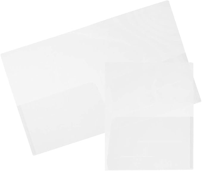 JAM PAPER Plastic Light Weight Flexible Two Pocket Presentation Folders - Clear - 6/Pack