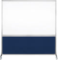 DivideWrite Mobile Whiteboard | Double Sided Dry Erase Board | Portable Office Cubicle Partition | Display for Classrooms, Conference Rooms, Meeting Areas and More | Navy Blue Fabric 6' Wide X 6' Tall