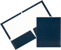 JAM PAPER Laminated Two Pocket Glossy School Folders - Letter Size - High Gloss Navy Blue - Bulk 100/Box
