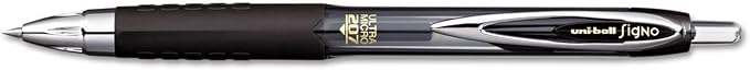 Advantage Gifts Signo 207 Roller Ball Retractable Gel Pens, Medium Point (0.7mm), Black Ink, 6 Count, Bundle with Plastic Reusable Pouch