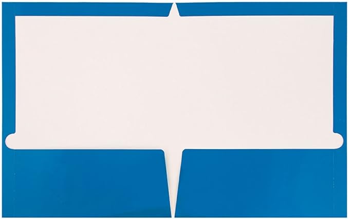 JAM PAPER Laminated Two Pocket Glossy School Folders - Letter Size - High Gloss Blue - Bulk 25/Pack