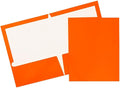 JAM PAPER Laminated Two Pocket Glossy School Folders - Letter Size - High Gloss Orange - Bulk 25/Pack