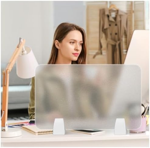 Acrylic Privacy Screen - Frosted Free Standing Desk Divider, Portable Visual Distractions Panel for Workstations, Offices & Schools (Clear-B, 100x30cm/39.4x11.8in)