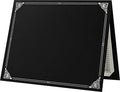 LUXPaper 9.5" x 12" Certificate Holders | Black Linen | Embossed Silver Foil Floral Border | 100lb. Cover | 25 Qty