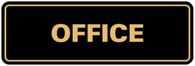 Signs ByLITA Standard Office Sign - Professional Business Signage - Easy to Install (Black/Gold) - Small 1 Pack