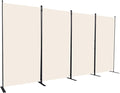 CHOSENM Room Divider, 4 Panel Folding Privacy Screens with Wider Support Feet, 6 Ft Portable Room Partition for Room Separator, 136" W X 71" H, Beige