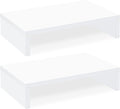 TEAMIX White Monitor Stand Riser - 2 Pack, Wood 2 Tier Adjustable Dual Monitor Riser for Laptop/PC Computer Stand for Desk