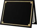 LUXPaper 9.5" x 12" Certificate Holders | Black Linen | Embossed Gold Foil Border | 100lb. Cover | 100 Qty