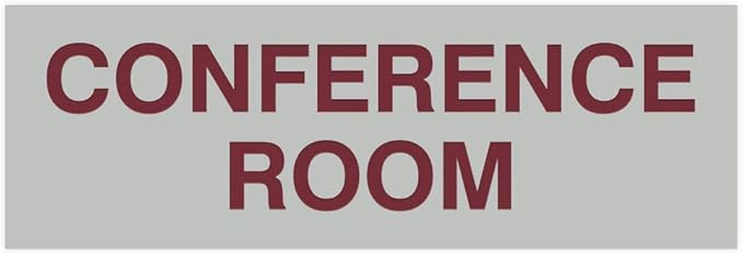 Signs ByLITA Basic Conference Room Sign (Light Grey/Burgundy) - Medium