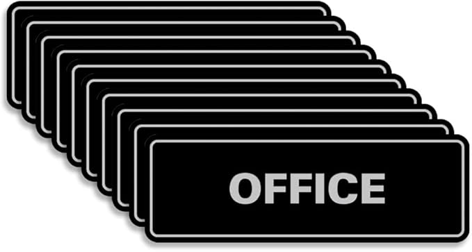 Signs ByLITA Standard Office Sign - Professional Business Signage - Easy to Install (Black/Silver) - Medium 10 Pack