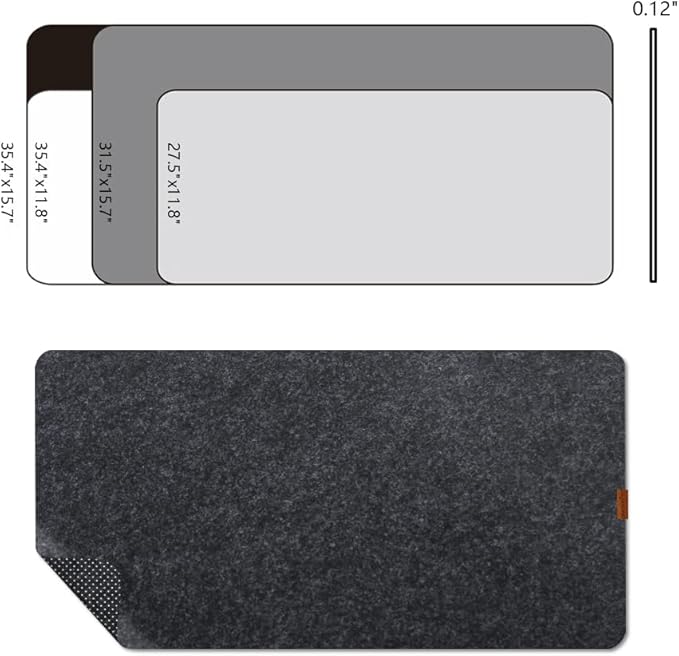Bright Stone Felt Desk Mat,Non-Slip Mouse Pad, 35.4"x15.7" Office Supplies Desk Protector, Desk Accessories for Home and Office (Black)