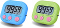 Digital Kitchen Timer, BESTWYA Electronic Timer with Clear LCD Screen Count Up and Down Function 3 Big Buttons On/Off Switch Button (2, Blue and Green)