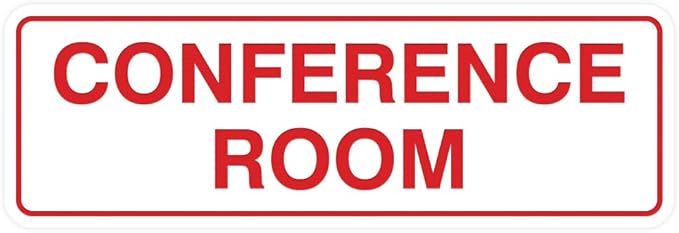 Standard Conference Room Sign - White/Red - Large 10 Pack