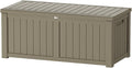 Decksplore 150 Gallon Outdoor Storage Box Waterproof Lockable Resin Deck Box Large, Patio Storage Bin for Pool Accessories Cushion Furniture, Garden Tools, UV-Resistant Outside Delivery Grey