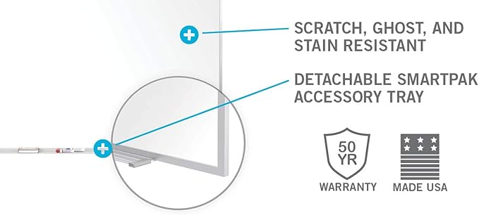 Ghent 4 x 4 Porcelain Magnetic Whiteboard, Aluminum Frame, 1 Marker, 1 Eraser, Made in the USA (M1-44-4)