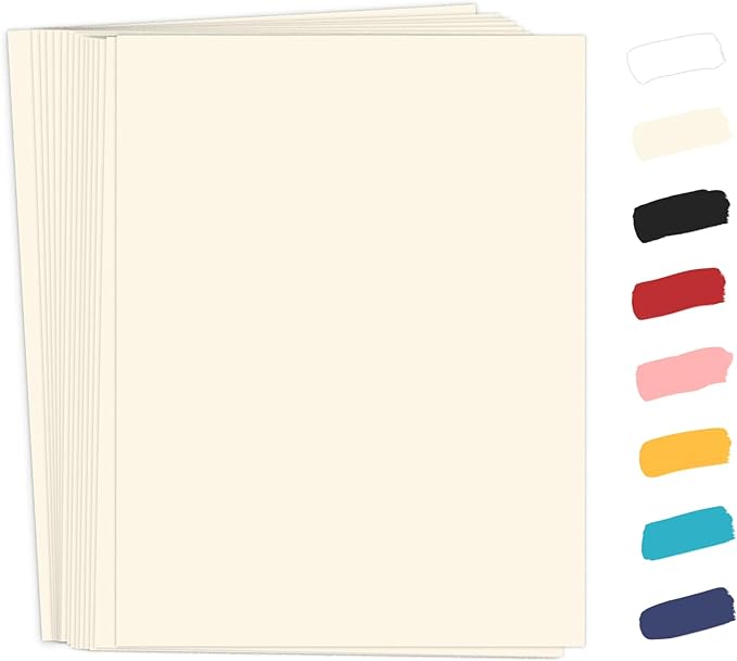 50 Pack Cream Cardstock 8.5 x 11 Off White Card Stock, Goefun 65lb Ivory Paper Printer Paper for Cards Making, Office Printing, Wedding