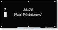 Magnetic Glass Whiteboard, Black Glass Dry Erase Board 6' x 3', Large White Board Frameless for Office Home & School Wall with Magnets, Eraser, Markers