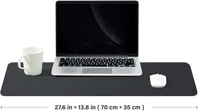 Cork Desk Mat - Dual-Sided Desk Pad for Office and Home - Desk Organization and Accessories - Ideal for Large Mouse Pad and Desk Mats on Top of Desks(Black,27.6"x 13.8")