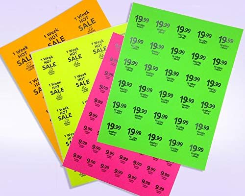 NextDayLabels - Pack of 25 Sheets, 8-1/2 x 11" Fluorescent Labels for Laser & Inkjet Printer (Green Fluorescent, 1.5" Round - 30 per Page, 750 Labels)