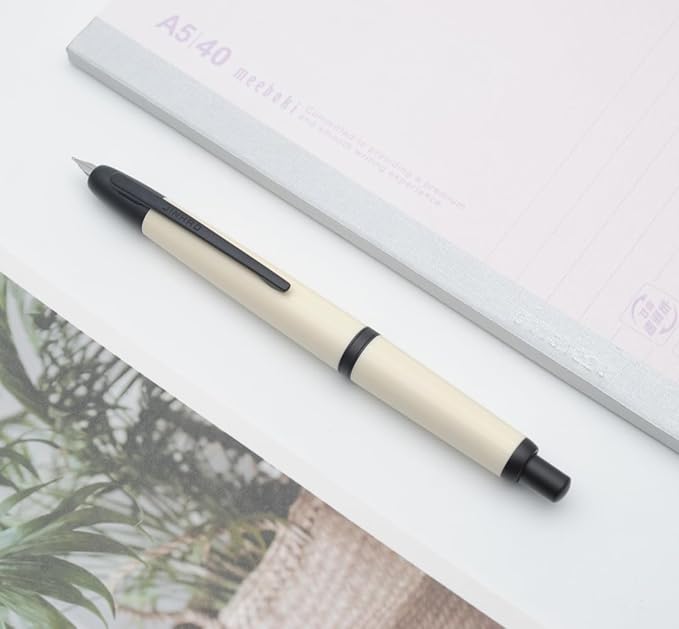 JINHAO 20 Press Fountain Pen, Retractable Capless Resin Pen with Ink Converter (F Nib 0.5mm, Ivory White)