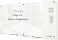 J&J worldwide Glass Dry Erase Board 6' x 3', Glass Whiteboard Magnetic, Large Frameless Glass White Boards for Walls, Includes Magnets, Marker Tray, Eraser for Office, Home, School