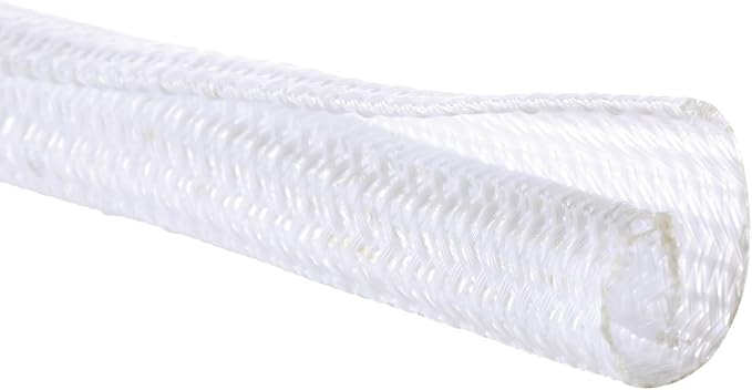 QCSIW 1/2" x25ft Braided Cable Sleeve – Split Self-Wrapping Wire Loom Tubing for USB, Power, Audio/Video Cords – Chew-Resistant Cord Protector, White Expandable Sleeving