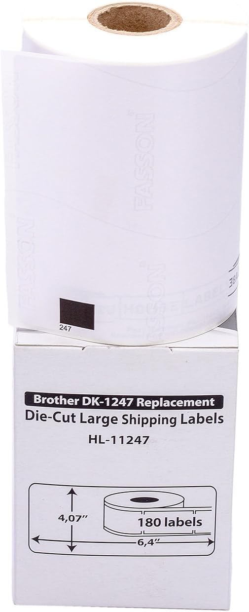 HOUSELABELS Compatible with DK-1247 Replacement Roll for Brother QL Label Printers; 180 Large Shipping Labels; 4.07" x 6.4" (103mm*163mm) - 40 Rolls