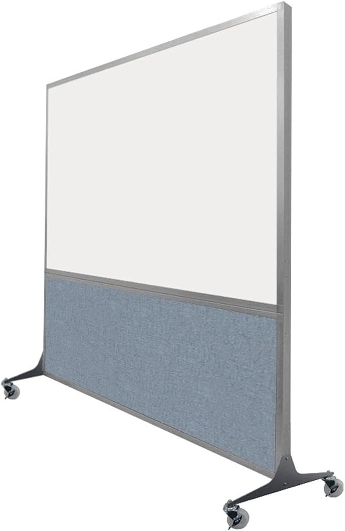DivideWrite Mobile Whiteboard | Double Sided Dry Erase Board | Portable Office Cubicle Partition | Display for Classrooms, Conference Rooms, Meeting Areas and More | Red Fabric 5' Wide X 6' Tall