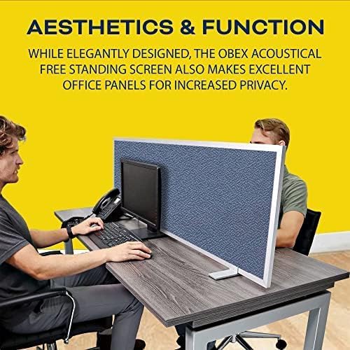 OBEX Acoustical Free Standing Privacy Screen, Cubicle Accessories Desk Privacy Panel, Desk Dividers for Office, Office Furniture Partitions Portable Sound Proof Dividers, 24" x 42", Graphite