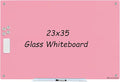 Magnetic Whiteboard, Pink Dry Erase Board 3' x 2', Tempered Glass White Board Frameless, Home School Supplies or Home Office Decor with Magnets, Markers, Eraser, Marker Tray